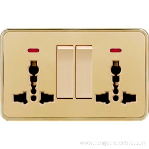 Plastic Electrical Wall Light Switch Socket 2 Gang